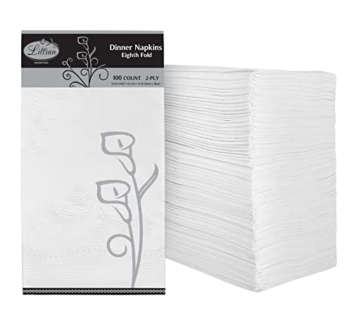 Premium White 1/8 Fold Dinner Napkins for Special Occasions - 100 Count Disposable Napkins
| Disposables 2-Ply White Pa