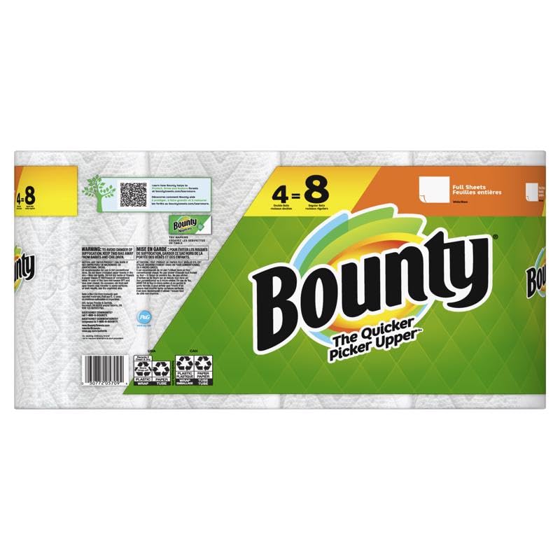 Bounty Paper Towels 64 Sheet 2 Ply 4 PK - Case of 6: Kitchen Cleaning, Strong Absorbency, Family Size